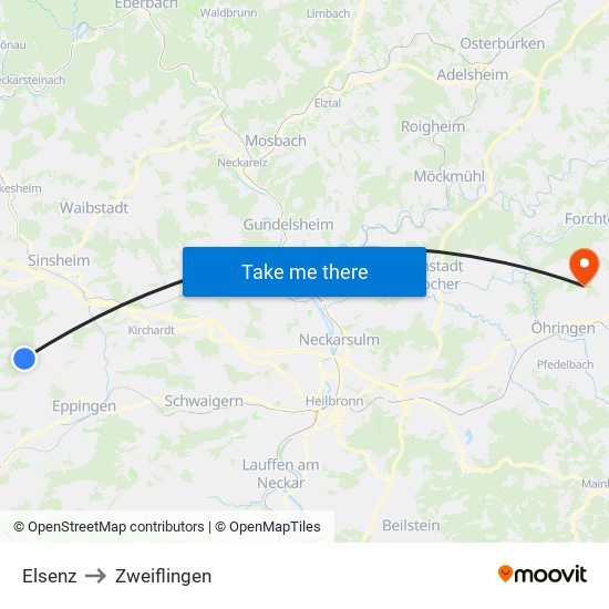 Elsenz to Zweiflingen map