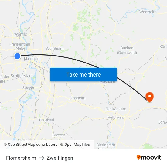 Flomersheim to Zweiflingen map