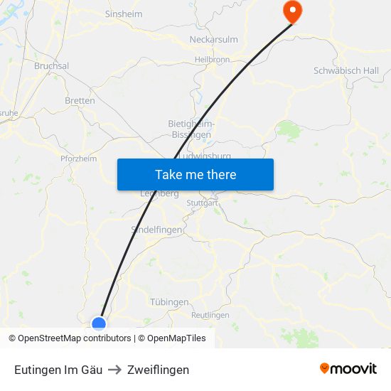 Eutingen Im Gäu to Zweiflingen map