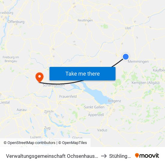 Verwaltungsgemeinschaft Ochsenhausen to Stühlingen map