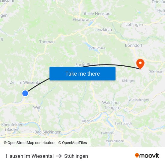 Hausen Im Wiesental to Stühlingen map