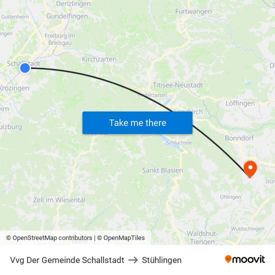 Vvg Der Gemeinde Schallstadt to Stühlingen map