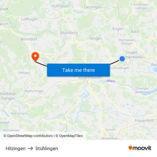 Hilzingen to Stühlingen map