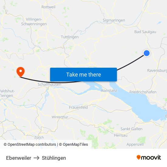 Ebenweiler to Stühlingen map
