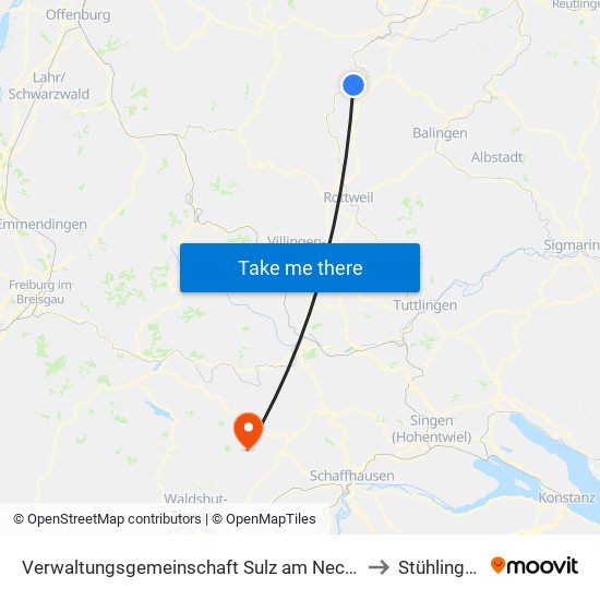 Verwaltungsgemeinschaft Sulz am Neckar to Stühlingen map