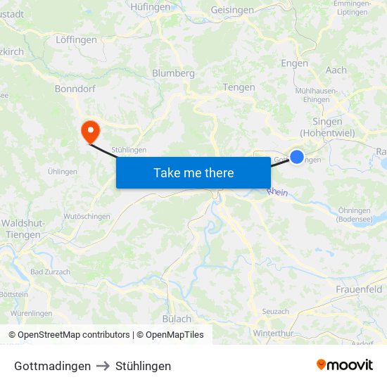 Gottmadingen to Stühlingen map