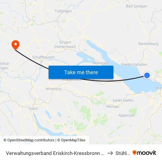 Verwaltungsverband Eriskirch-Kressbronn am Bodensee-Langenargen to Stühlingen map