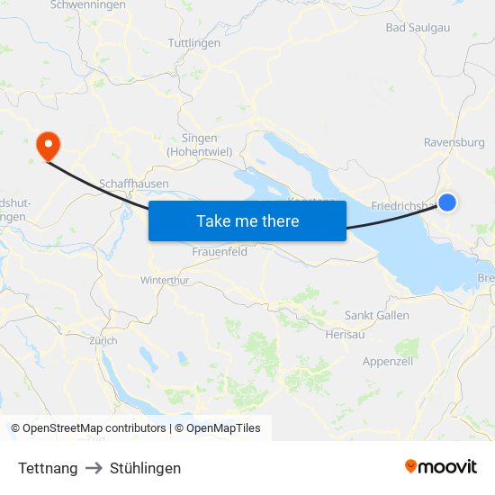 Tettnang to Stühlingen map