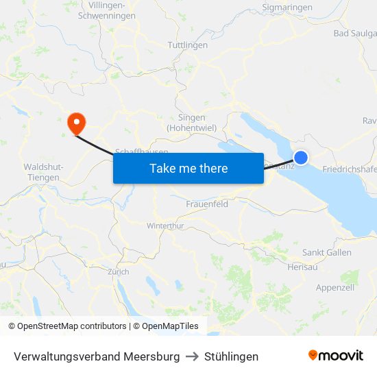 Verwaltungsverband Meersburg to Stühlingen map