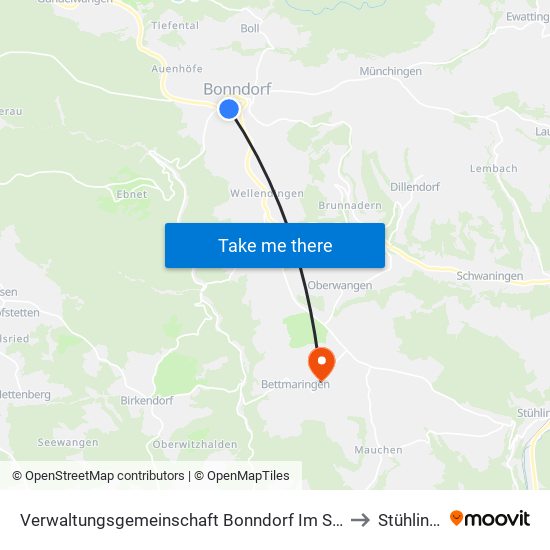 Verwaltungsgemeinschaft Bonndorf Im Schwarzwald to Stühlingen map