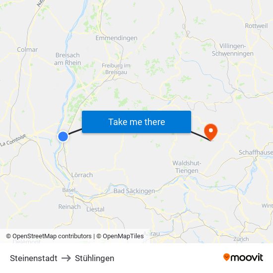 Steinenstadt to Stühlingen map