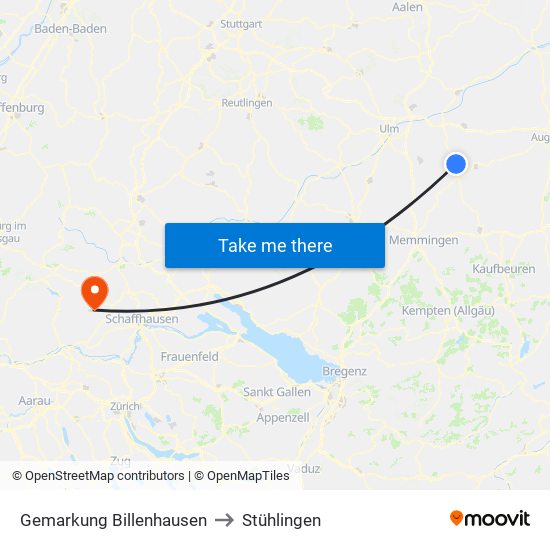 Gemarkung Billenhausen to Stühlingen map