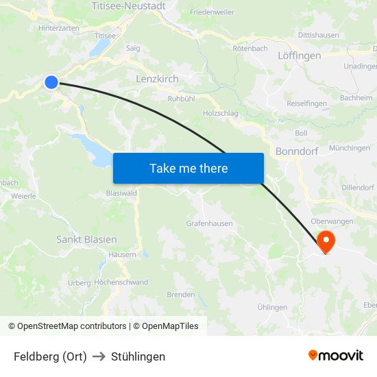 Feldberg (Ort) to Stühlingen map