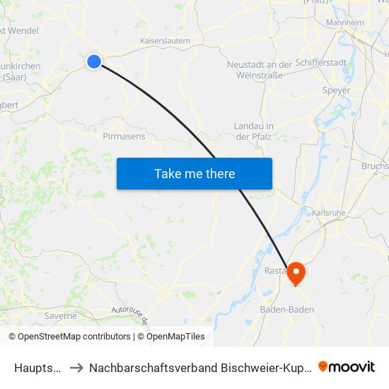 Hauptstuhl to Nachbarschaftsverband Bischweier-Kuppenheim map