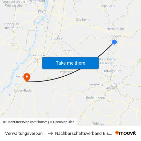 Verwaltungsverband Flein-Talheim to Nachbarschaftsverband Bischweier-Kuppenheim map