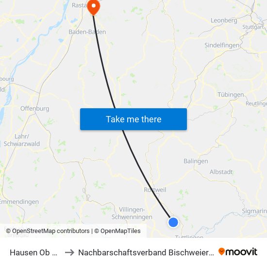 Hausen Ob Verena to Nachbarschaftsverband Bischweier-Kuppenheim map