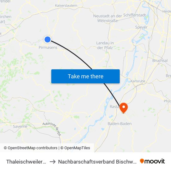 Thaleischweiler-Fröschen to Nachbarschaftsverband Bischweier-Kuppenheim map