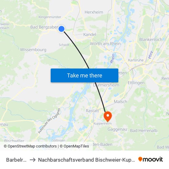 Barbelroth to Nachbarschaftsverband Bischweier-Kuppenheim map