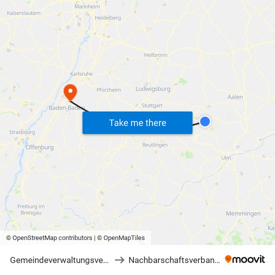 Gemeindeverwaltungsverband Mittleres Fils-Lautertal to Nachbarschaftsverband Bischweier-Kuppenheim map