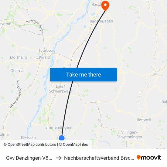 Gvv Denzlingen-Vörstetten-Reute to Nachbarschaftsverband Bischweier-Kuppenheim map