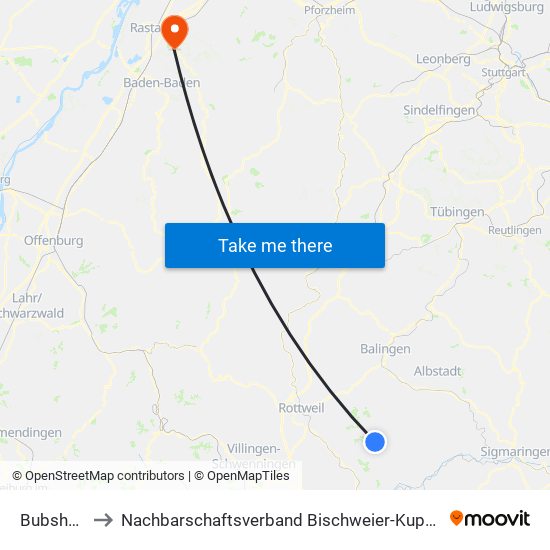 Bubsheim to Nachbarschaftsverband Bischweier-Kuppenheim map