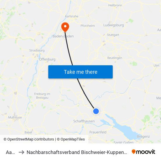 Aach to Nachbarschaftsverband Bischweier-Kuppenheim map