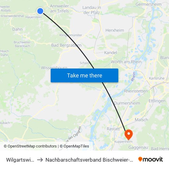 Wilgartswiesen to Nachbarschaftsverband Bischweier-Kuppenheim map