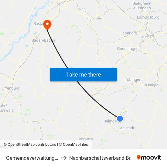 Gemeindeverwaltungsverband Bisingen to Nachbarschaftsverband Bischweier-Kuppenheim map