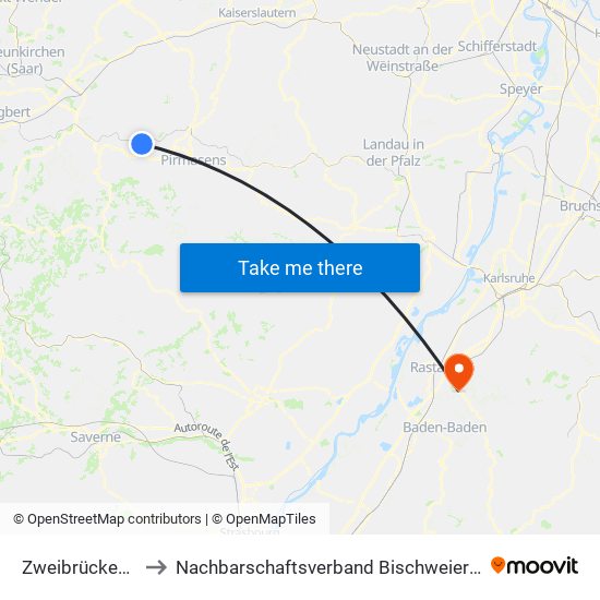 Zweibrücken-Land to Nachbarschaftsverband Bischweier-Kuppenheim map
