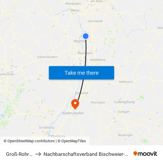 Groß-Rohrheim to Nachbarschaftsverband Bischweier-Kuppenheim map