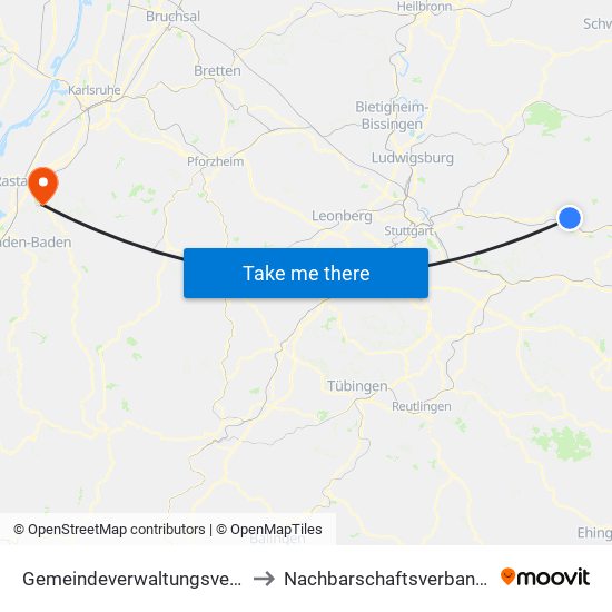 Gemeindeverwaltungsverband Plüderhausen-Urbach to Nachbarschaftsverband Bischweier-Kuppenheim map