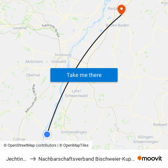 Jechtingen to Nachbarschaftsverband Bischweier-Kuppenheim map