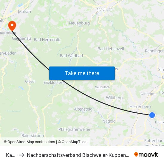 Kayh to Nachbarschaftsverband Bischweier-Kuppenheim map