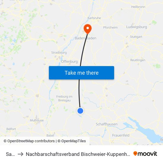 Saig to Nachbarschaftsverband Bischweier-Kuppenheim map