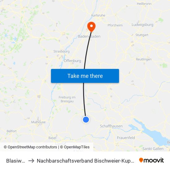Blasiwald to Nachbarschaftsverband Bischweier-Kuppenheim map