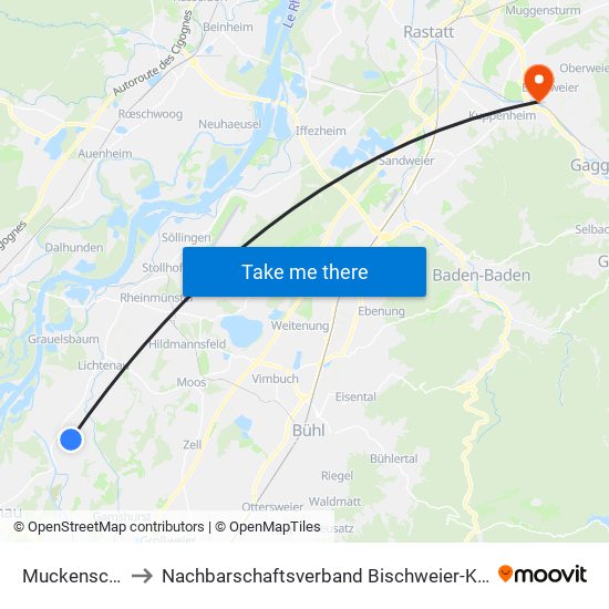Muckenschopf to Nachbarschaftsverband Bischweier-Kuppenheim map