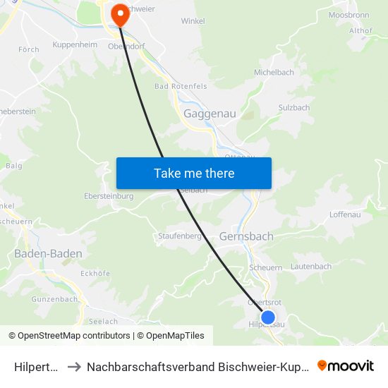 Hilpertsau to Nachbarschaftsverband Bischweier-Kuppenheim map