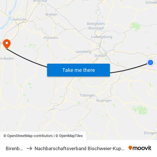 Birenbach to Nachbarschaftsverband Bischweier-Kuppenheim map