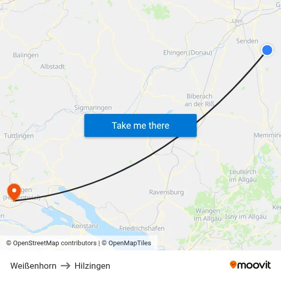 Weißenhorn to Hilzingen map