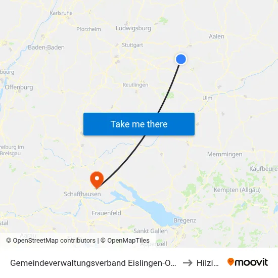 Gemeindeverwaltungsverband Eislingen-Ottenbach-Salach to Hilzingen map