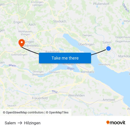 Salem to Hilzingen map
