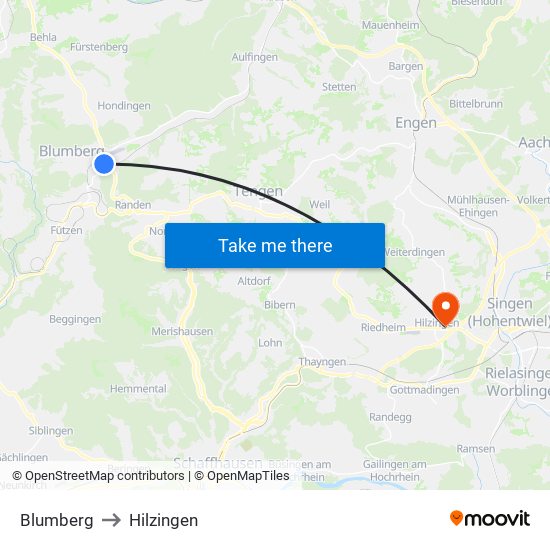 Blumberg to Hilzingen map