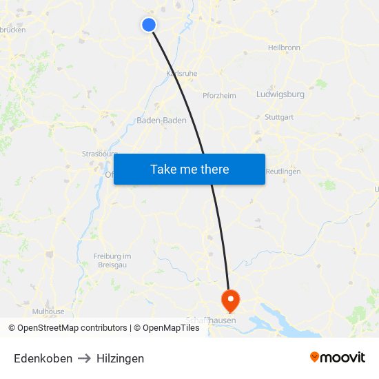 Edenkoben to Hilzingen map