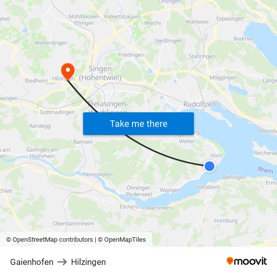 Gaienhofen to Hilzingen map