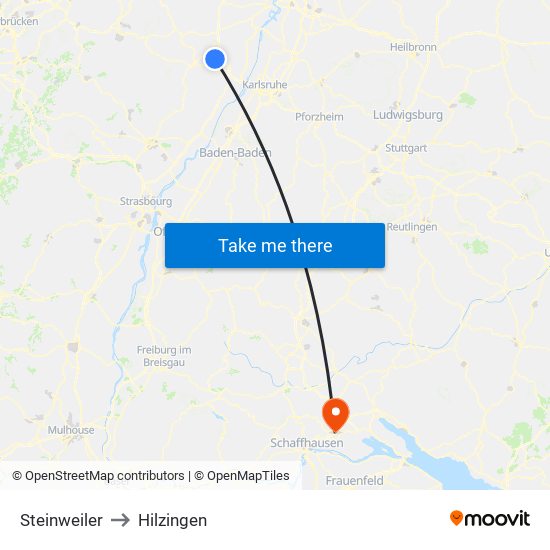 Steinweiler to Hilzingen map