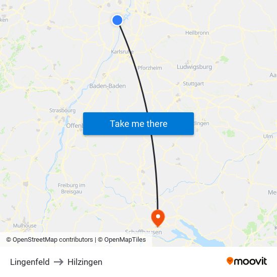 Lingenfeld to Hilzingen map
