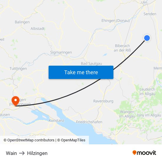Wain to Hilzingen map