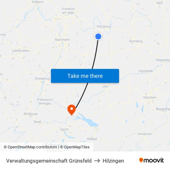 Verwaltungsgemeinschaft Grünsfeld to Hilzingen map