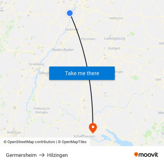 Germersheim to Hilzingen map