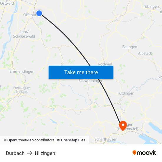 Durbach to Hilzingen map